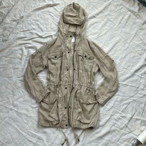 Abercrombie and Fitch Utility Cargo Jacket drawcord beige